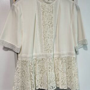 Zara Cream Lace Detail Blouse